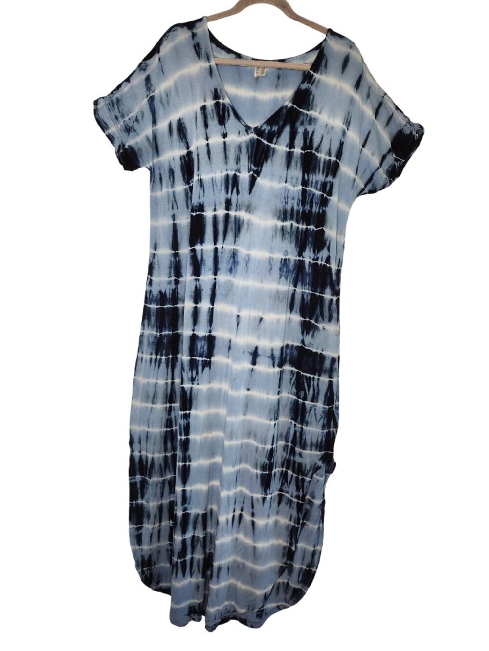 VENUS Blue Tie Dye V Neck Maxi Dress Size XL